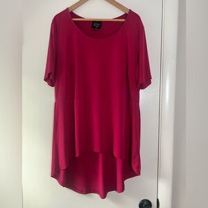 Hues of Ego Tunic Top Mini Dress Magenta Pink Stretchy Slinky Cool Material 1X